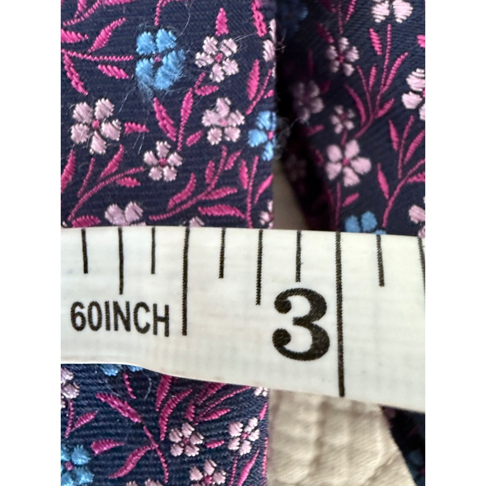 Ted Baker London Silk Wool Floral Tie Navy Pink Maximalist Designer Preppy 3" - Picture 7 of 7